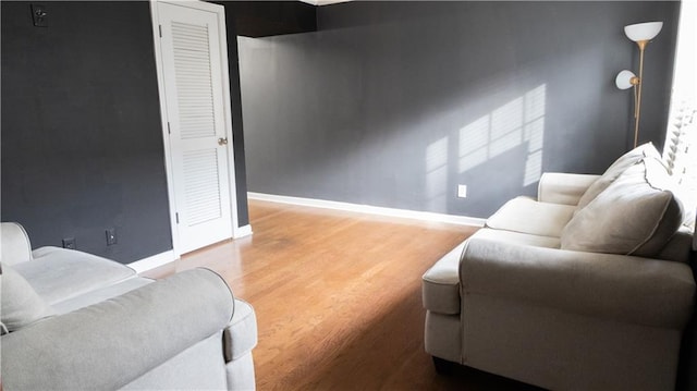 living room with light hardwood / wood-style flooring