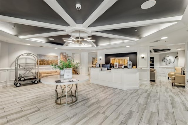 reception featuring a ceiling fan