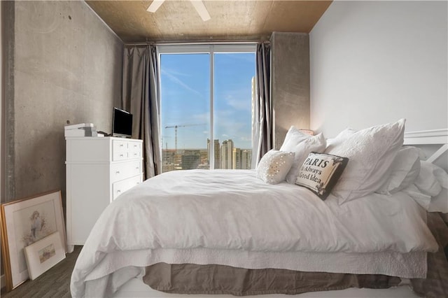 855 Peachtree St NE Unit 1703, Atlanta, GA 30308 - bedroom with floor to ceiling windows and ceiling fan