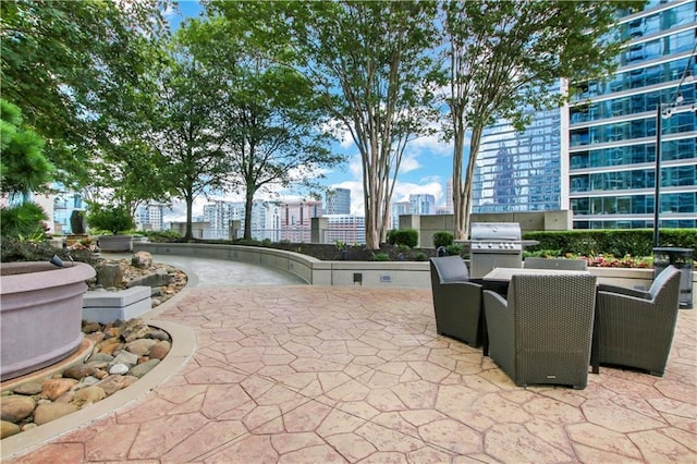 855 Peachtree St NE Unit 1703, Atlanta, GA 30308 - view of home's community featuring an outdoor kitchen, a patio, and a view of city
