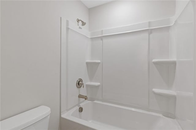 full bath with toilet and bathing tub / shower combination