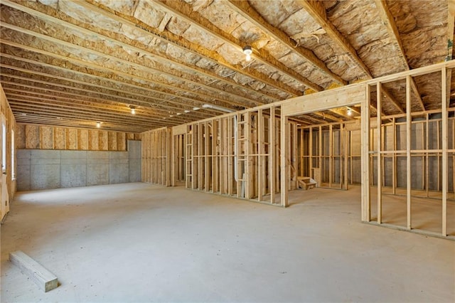 view of unfinished basement