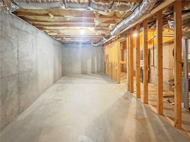 view of unfinished basement