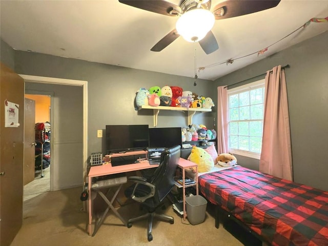 bedroom with carpet and ceiling fan