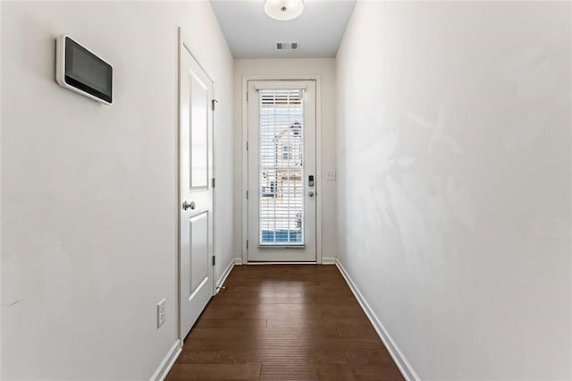 entryway featuring dark wood-type flooring