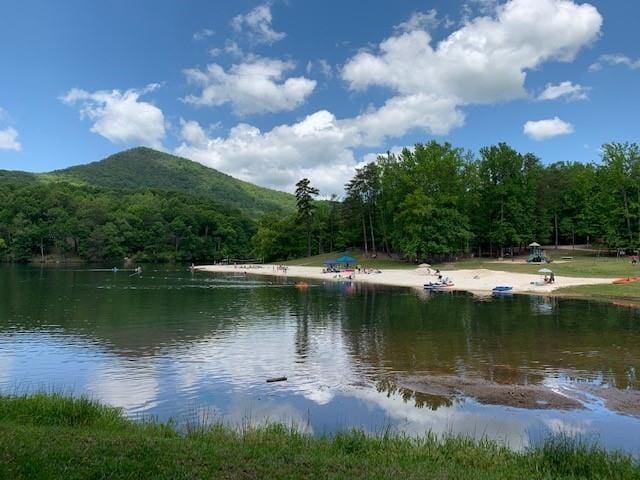 view of water feature with a mountain view