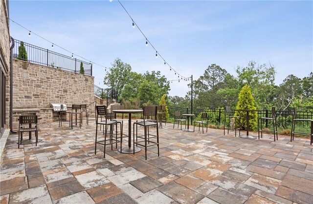 view of patio / terrace with a bar