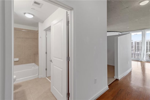 hall featuring light hardwood / wood-style flooring