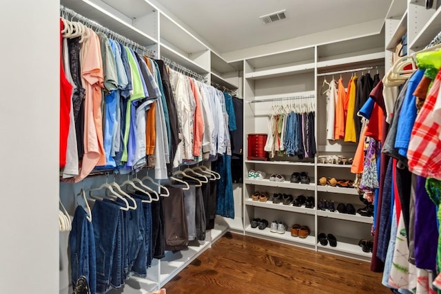spacious closet with wood finished floors