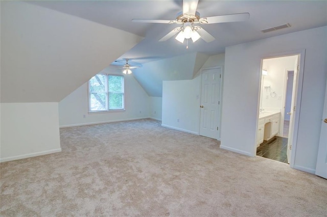 5404 Chaversham Ln, Peachtree Corners, GA 30092 - bonus room featuring carpet flooring, baseboards, ceiling fan, and lofted ceiling