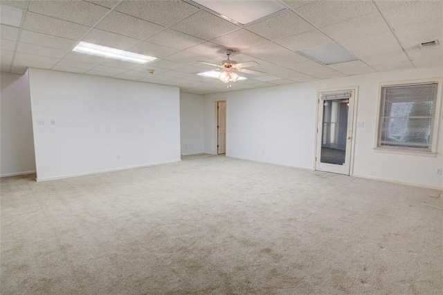 5404 Chaversham Ln, Peachtree Corners, GA 30092 - carpeted empty room featuring a drop ceiling, baseboards, and ceiling fan