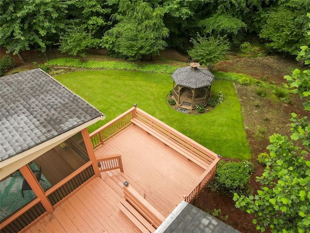5404 Chaversham Ln, Peachtree Corners, GA 30092 - wooden deck featuring a gazebo and a yard