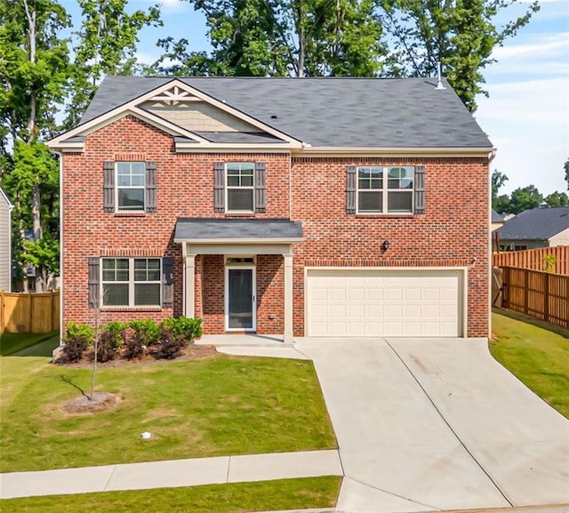 4117 Flat Rock Pt, Stonecrest, GA 30038 - view of front of house with an attached garage, concrete driveway, and brick siding