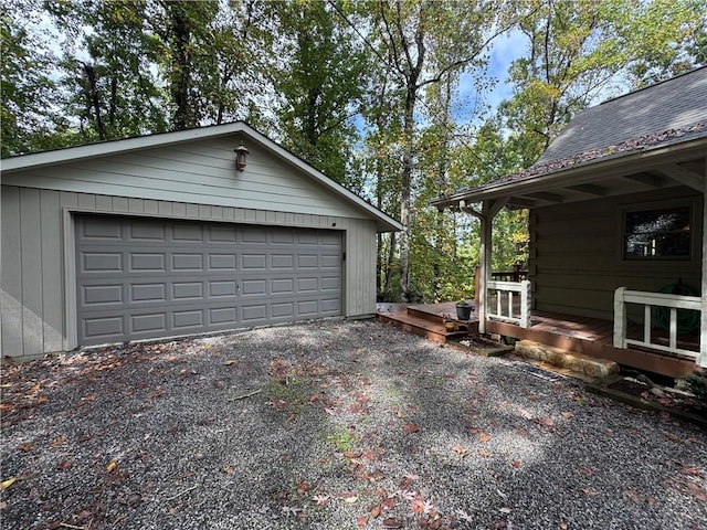 garage with wood walls