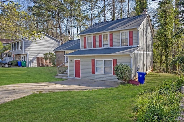 5338 Timor Trl, Lithonia, GA 30038 - view of front facade with a front yard and a chimney