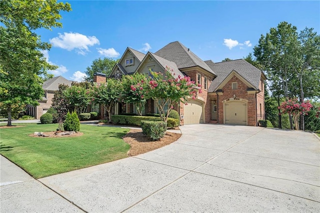 view of front of home with a garage and a front yard