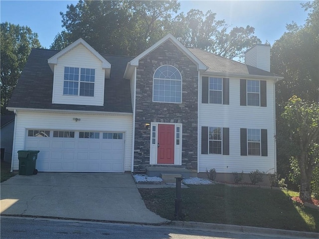 view of front facade featuring a garage