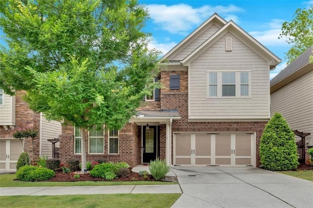 12 Pine St, Roswell, GA 30075 - craftsman house with driveway, an attached garage, and brick siding