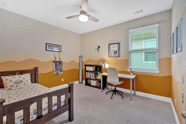 12 Pine St, Roswell, GA 30075 - carpeted bedroom featuring an office area, baseboards, and a ceiling fan
