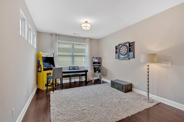 12 Pine St, Roswell, GA 30075 - office area with baseboards and dark wood finished floors