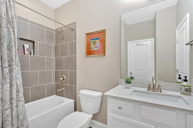12 Pine St, Roswell, GA 30075 - bathroom featuring vanity, toilet, and shower / bathtub combination with curtain