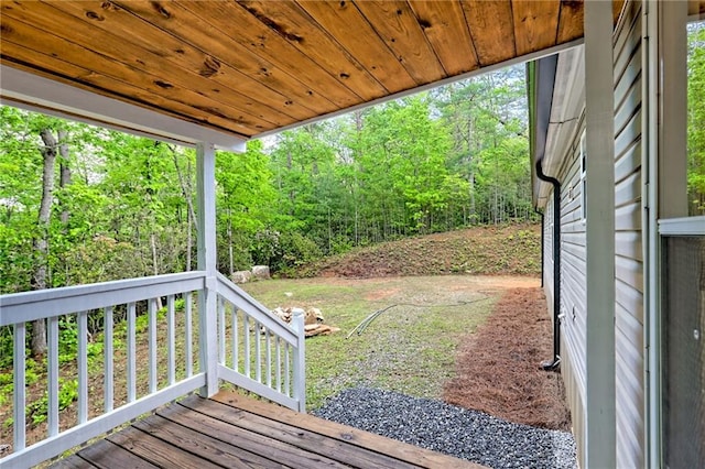 deck with a wooded view