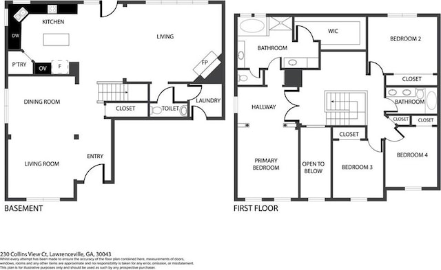 230 Collins View Ct, Lawrenceville, GA 30043 - floor plan / room layout