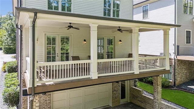 5971 Brundage Ln, Norcross, GA 30071 - doorway to property featuring an attached garage and a ceiling fan