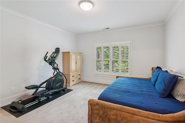 5971 Brundage Ln, Norcross, GA 30071 - bedroom with light colored carpet, ornamental molding, and baseboards