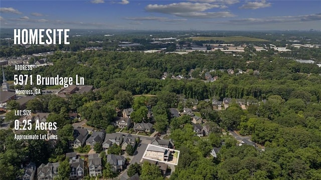 5971 Brundage Ln, Norcross, GA 30071 - aerial view of property's location featuring a heavily wooded area and nearby suburban area