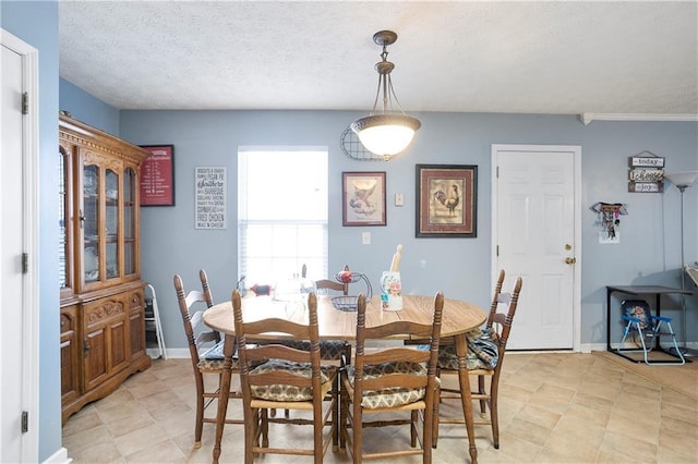 dining room featuring a textured ceiling