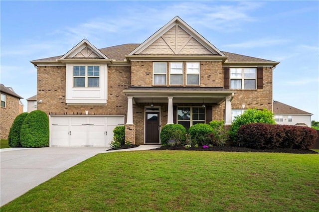 1520 Gallant Fox Ln, Suwanee, GA 30024 - view of front facade featuring driveway, brick siding, an attached garage, and a front yard