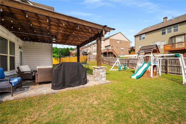 1520 Gallant Fox Ln, Suwanee, GA 30024 - view of yard featuring a playground, a patio, and a pergola