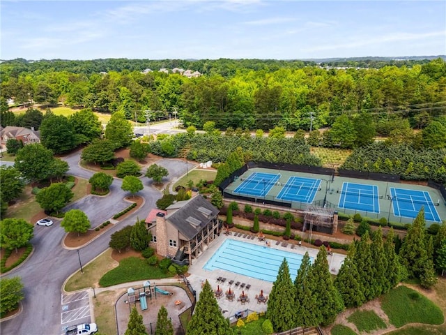 1520 Gallant Fox Ln, Suwanee, GA 30024 - drone / aerial view of a forest and a pool