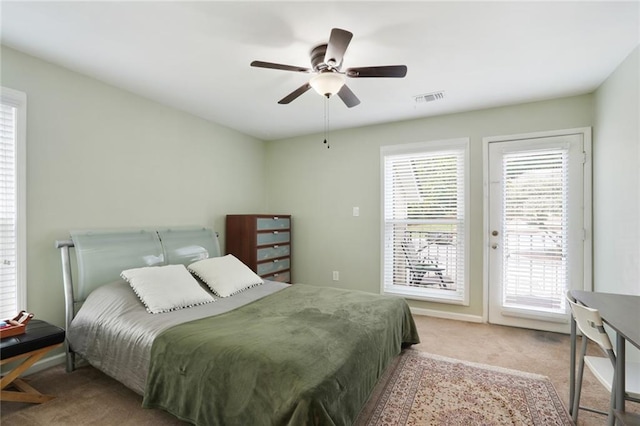 3210 Lake Pointe Cir, Roswell, GA 30075 - bedroom with access to outside, carpet floors, and a ceiling fan