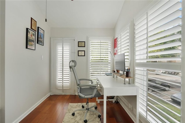 3210 Lake Pointe Cir, Roswell, GA 30075 - office with vaulted ceiling and hardwood / wood-style flooring