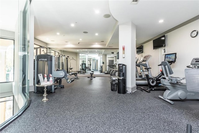 3621 Vinings Slope SE Unit 3510, Atlanta, GA 30339 - exercise room featuring recessed lighting