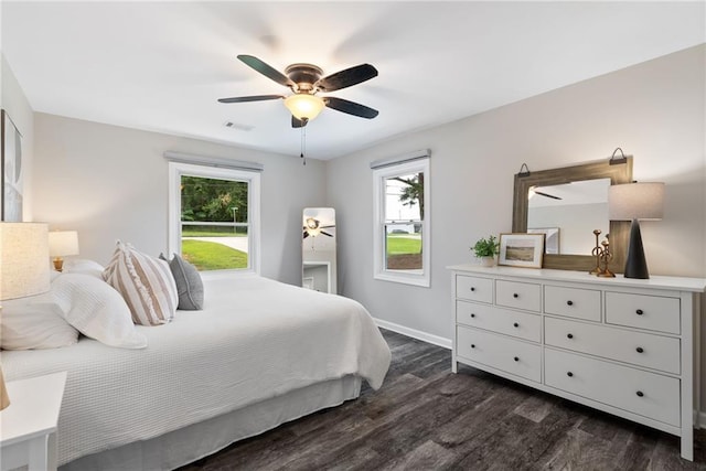 96 Senoia Rd, Fairburn, GA 30213 - bedroom featuring dark wood finished floors and a ceiling fan