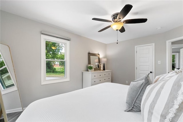 96 Senoia Rd, Fairburn, GA 30213 - bedroom featuring ceiling fan and wood finished floors