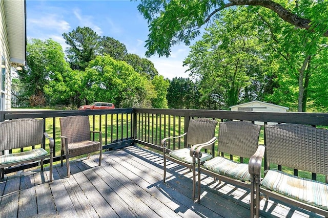 1357 Railroad Ave, Sugar Hill, GA 30518 - wooden terrace with view of scattered trees