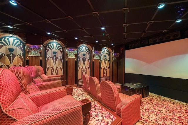 view of carpeted home theater room