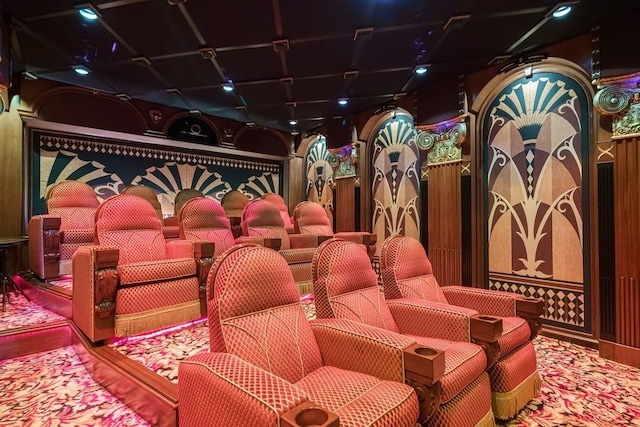 view of carpeted home theater room