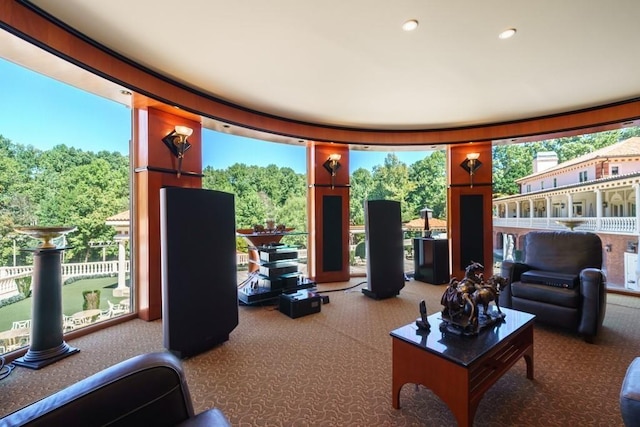 living room with carpet floors