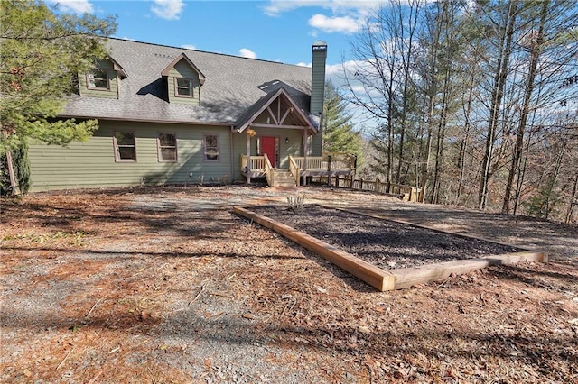 view of front of house with a deck