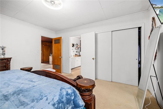 carpeted bedroom with a closet