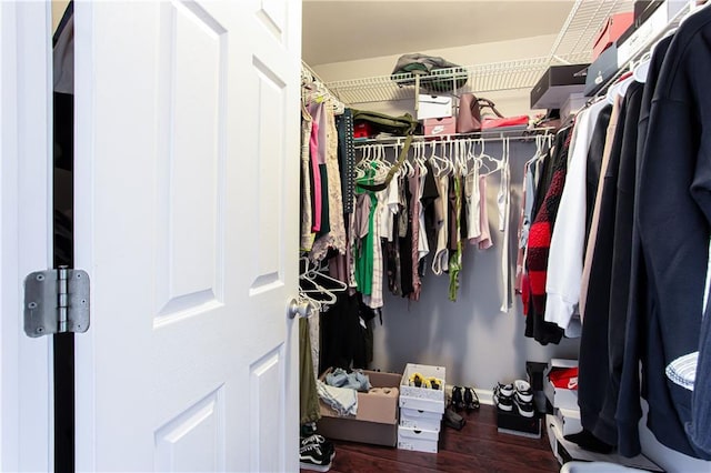 spacious closet with wood finished floors