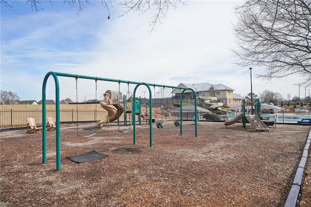 communal playground with fence