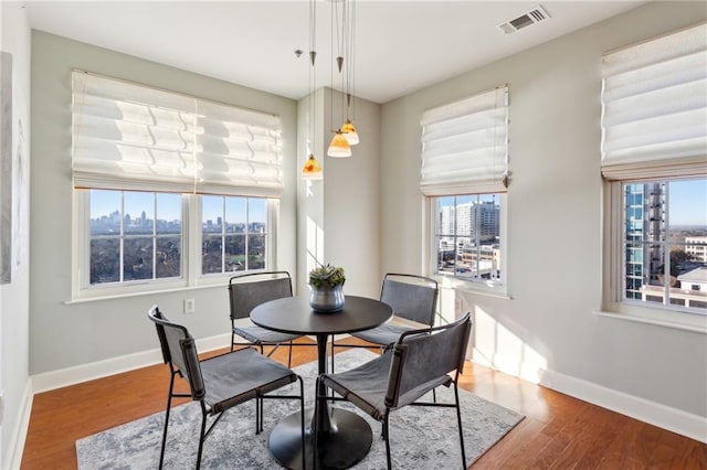 dining room with hardwood / wood-style flooring