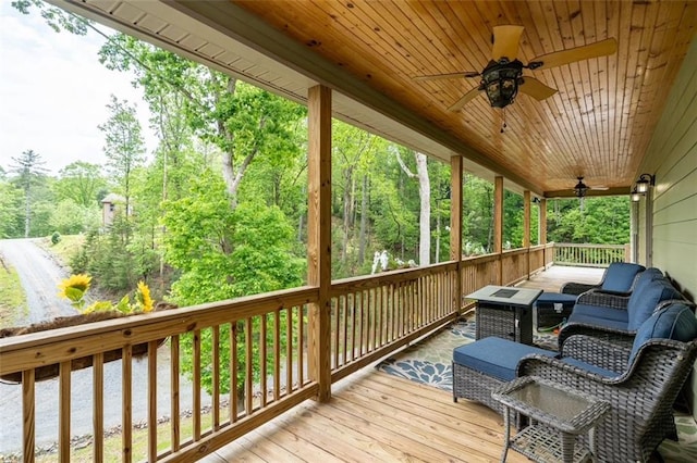 102 Waleska Ln, Ellijay, GA 30540 - wooden deck with ceiling fan