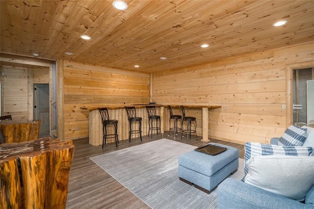 102 Waleska Ln, Ellijay, GA 30540 - sitting room featuring recessed lighting, wood walls, wood ceiling, and wood finished floors